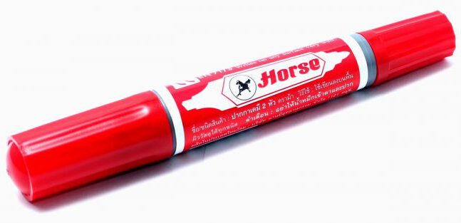 Cây bút lông dầu 2 đầu 1 màu Horse đỏ