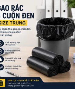 Bao rác 3 cuộn đen size trung giá rẻ giao nhanh