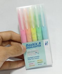 Vỉ 5 cây bút dạ quang Double A màu dịu_đủ màu