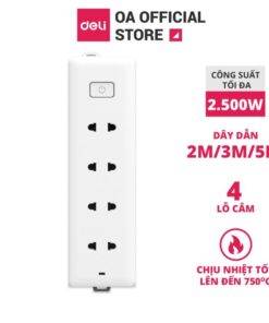Ổ cắm điện 4 lỗ Deli