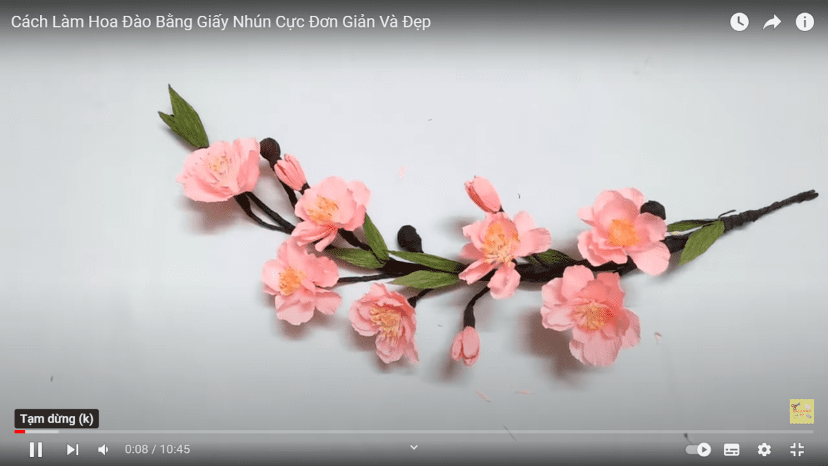 cách làm hoa đào bằng giấy đơn giản