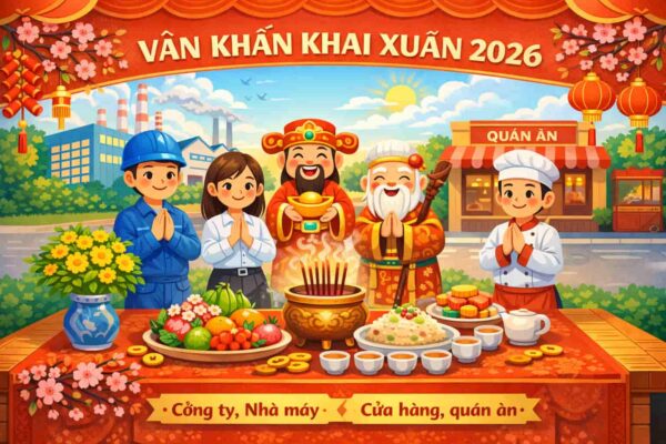 Văn khấn khai xuân 2026 công ty, nhà xưởng, shop bán hàng