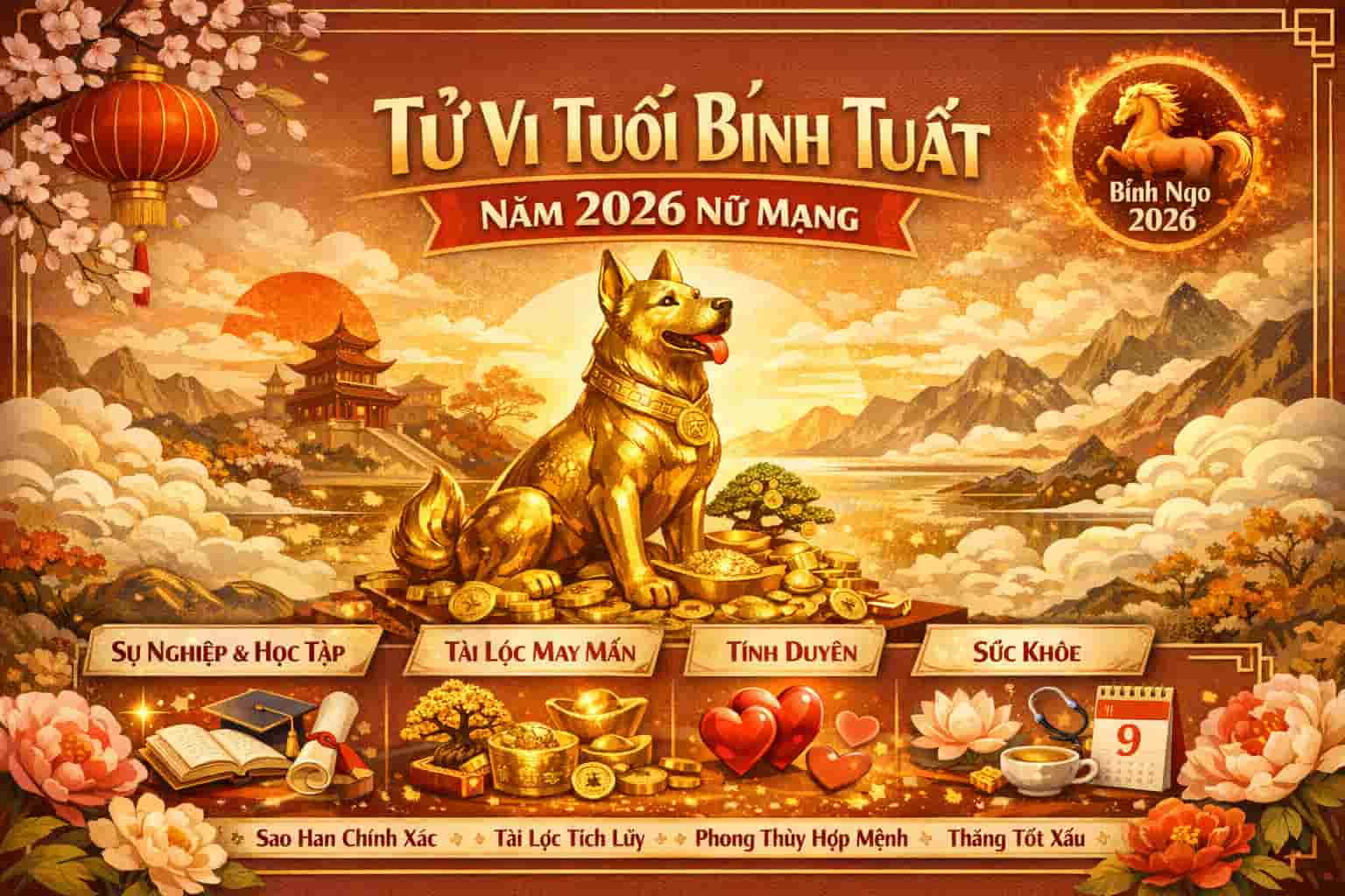 Xem tử vi tuổi Bính Tuất năm 2026 nữ mạng chuẩn phong thuỷ