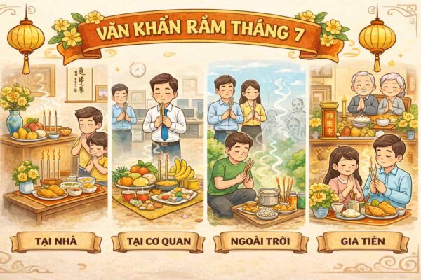 Văn khấn rằm tháng 7 tại cơ quan, tại nhà, ngoài trời