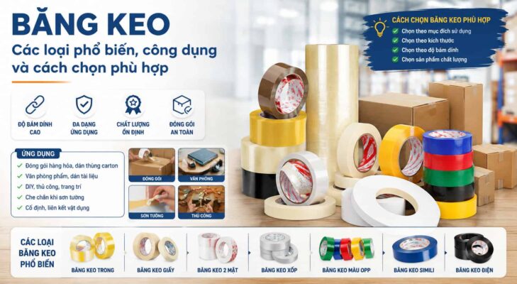 Các loại băng keo phổ biến trên thị trường